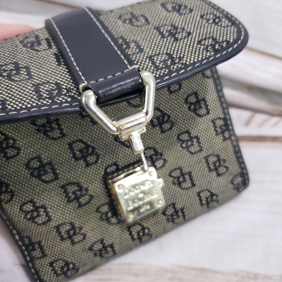 Douney & Bourke Signature 1975 Canvas Leather Trim Wallet Black Tan Vintage - Picture 3 of 16